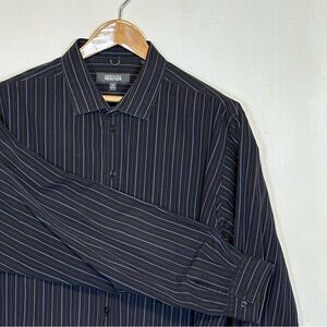 Kenneth Cole Reaction Black and Blue Pinstripe Dress Shirt Size Tall 19/38-39